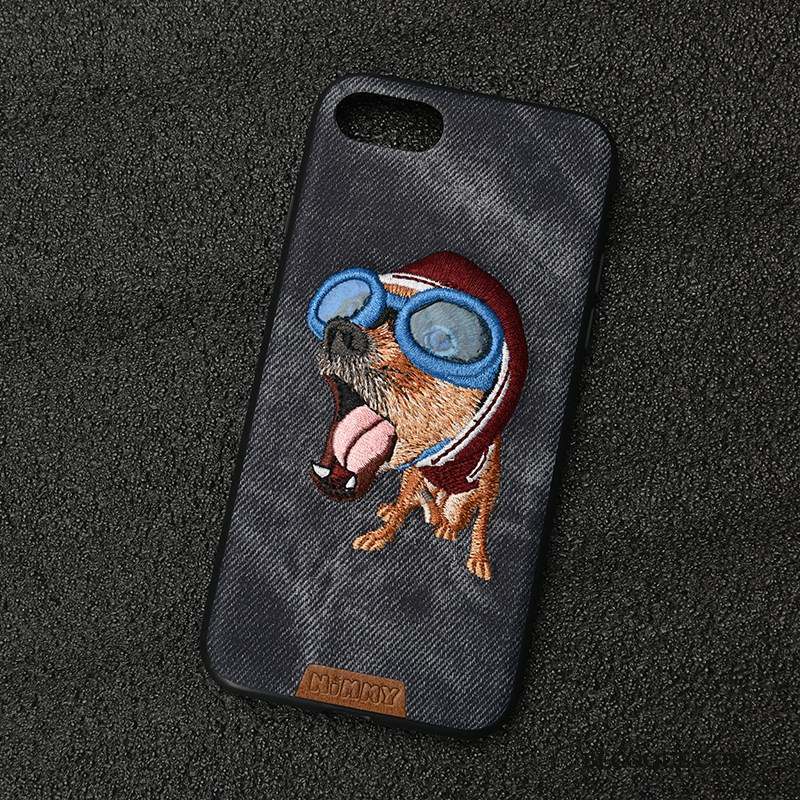 iPhone 6/6s Broderie Silicone Denim Coque De Téléphone Tout Compris Chiens