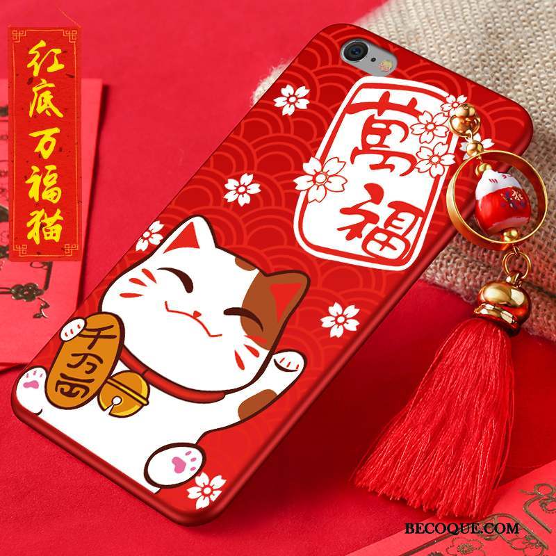 iPhone 6/6s Coque Chat Richesse Rouge Étui Nouveau Silicone