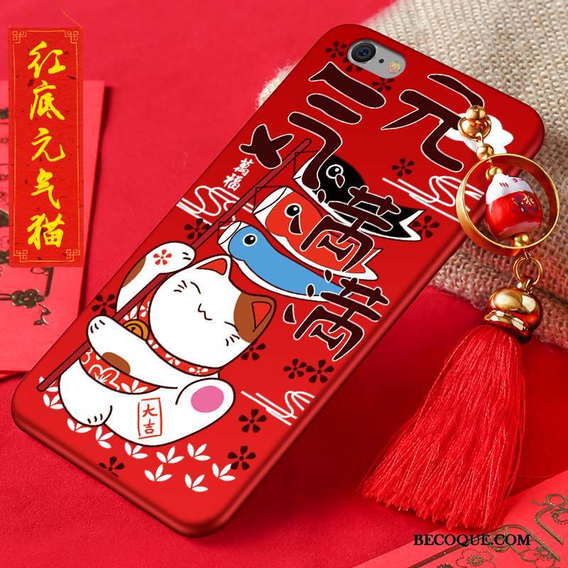 iPhone 6/6s Coque Chat Richesse Rouge Étui Nouveau Silicone