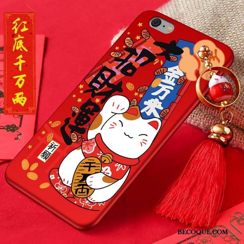 iPhone 6/6s Coque Chat Richesse Rouge Étui Nouveau Silicone