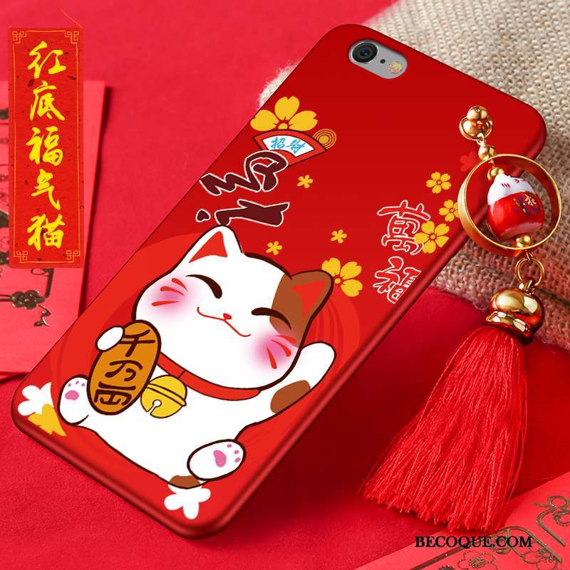 iPhone 6/6s Coque Chat Richesse Rouge Étui Nouveau Silicone