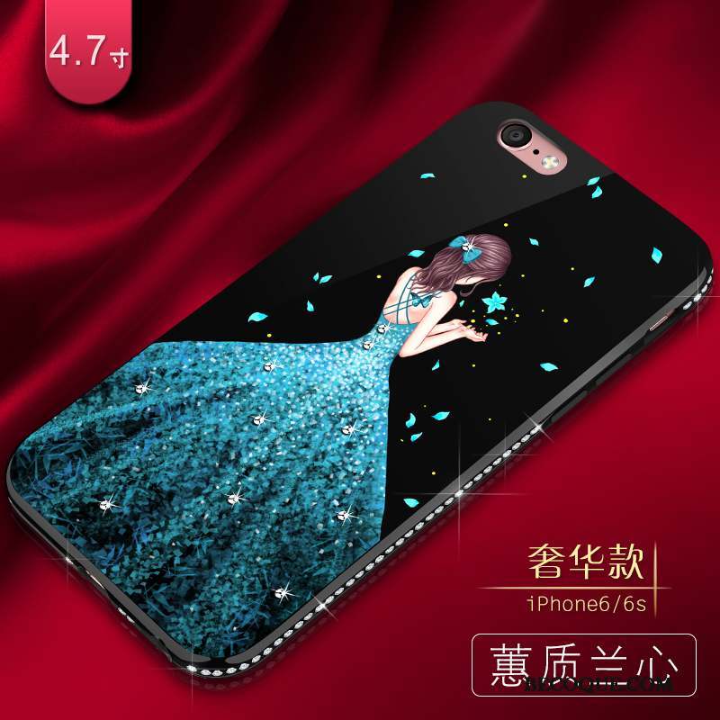 iPhone 6/6s Coque Créatif Incassable Étui Silicone Strass Noir