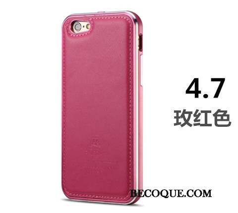 iPhone 6/6s Coque De Téléphone Business Métal Cuir Véritable Marron Protection