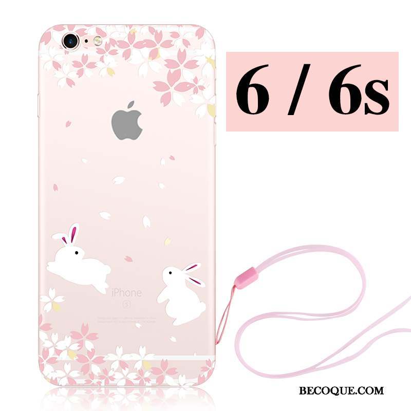 iPhone 6/6s Coque Dessin Animé Lapin Étui Sakura Silicone Rose