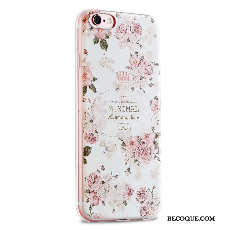 iPhone 6/6s Coque Petit Fluide Doux Silicone Marque De Tendance Rose Frais