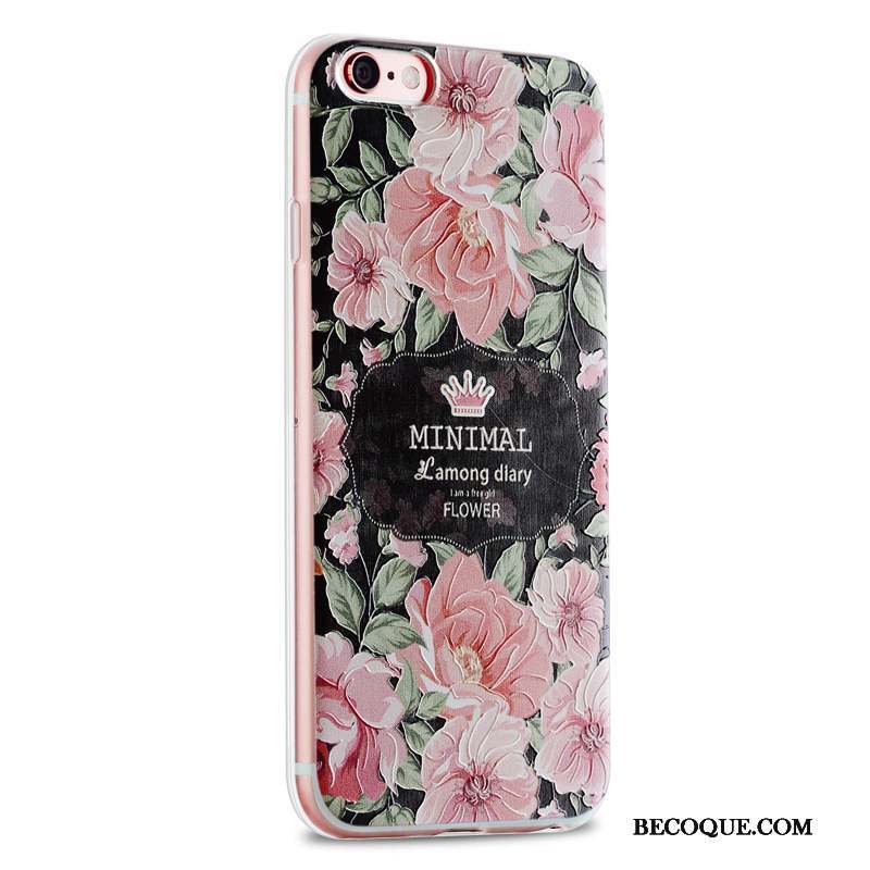 iPhone 6/6s Coque Petit Fluide Doux Silicone Marque De Tendance Rose Frais