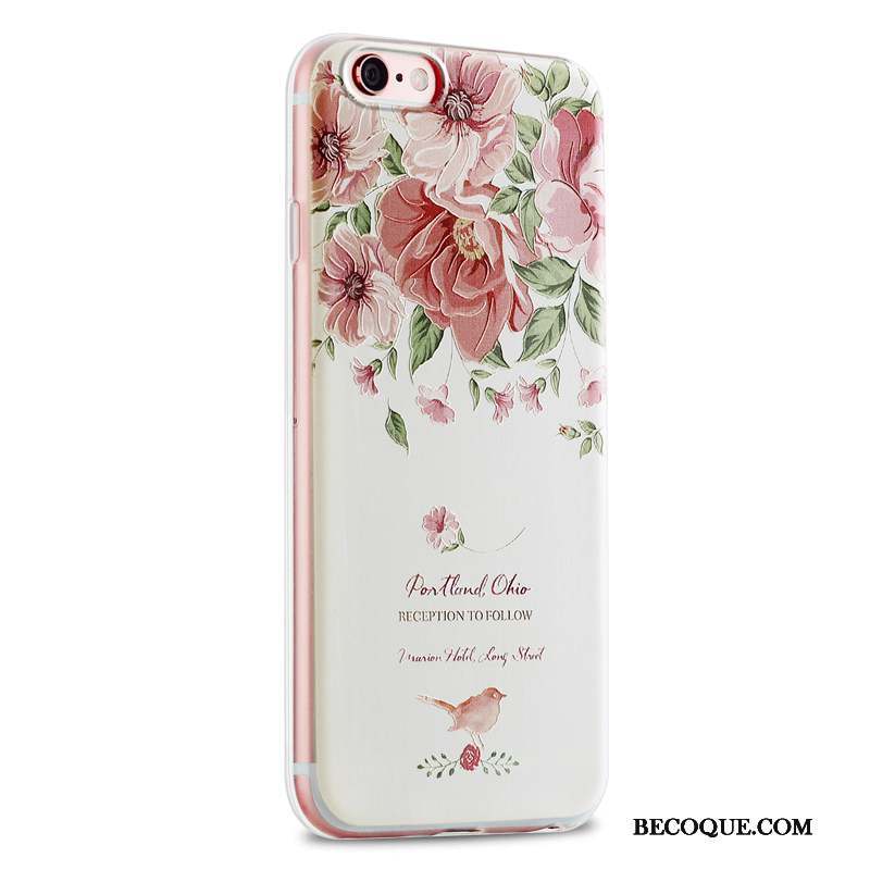 iPhone 6/6s Coque Petit Fluide Doux Silicone Marque De Tendance Rose Frais