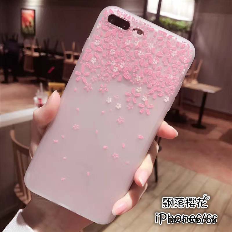 iPhone 6/6s Coque Sakura Délavé En Daim Silicone Étui Rose Créatif