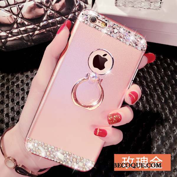 iPhone 6/6s Coque Strass Support Anneau Incassable Rouge Luxe