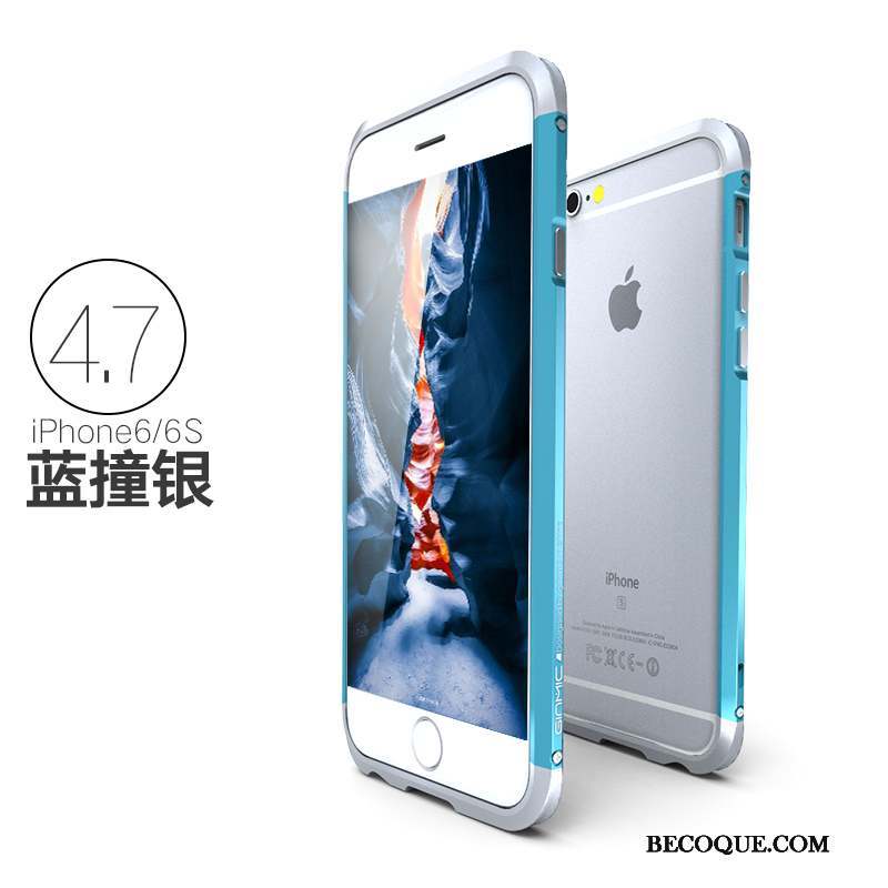 iPhone 6/6s Coque Très Mince Bleu Métal Protection Étui Border