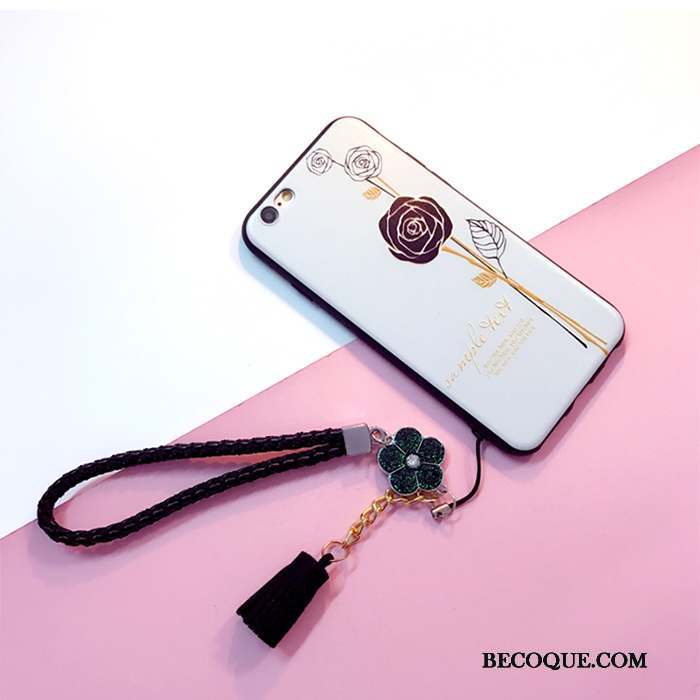 iPhone 6/6s Fluide Doux Blanc Simple Rose Ornements Suspendus Coque De Téléphone