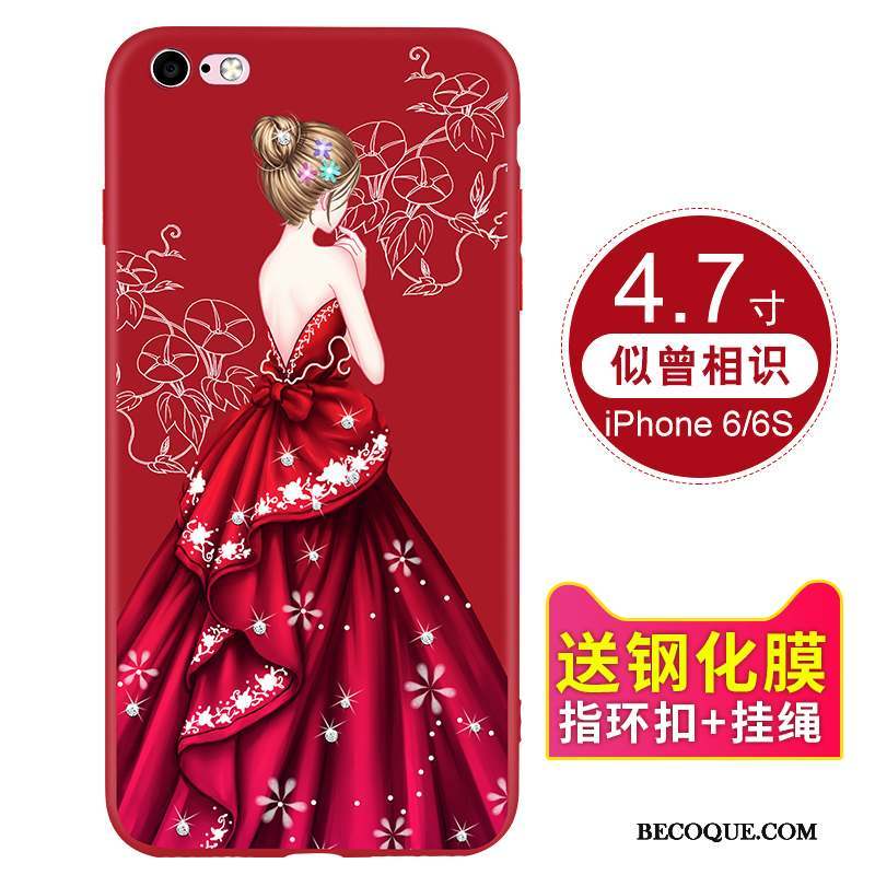 iPhone 6/6s Fluide Doux Rouge Coque Silicone Tout Compris De Téléphone