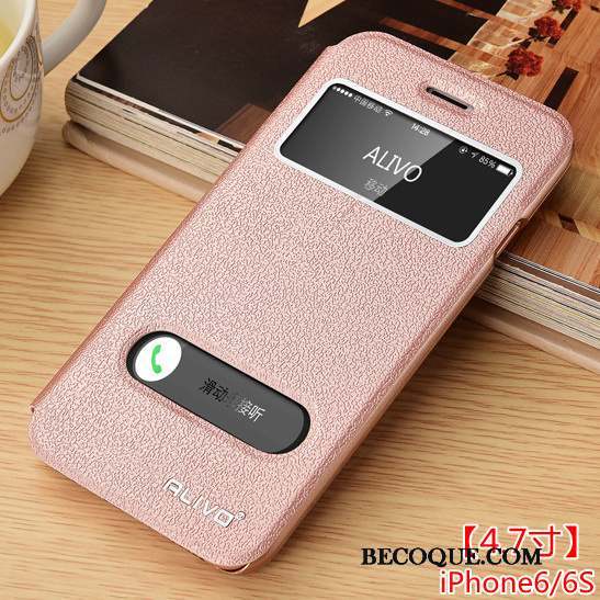 iPhone 6/6s Incassable Protection Clamshell Or Rose Coque De Téléphone Étui En Cuir