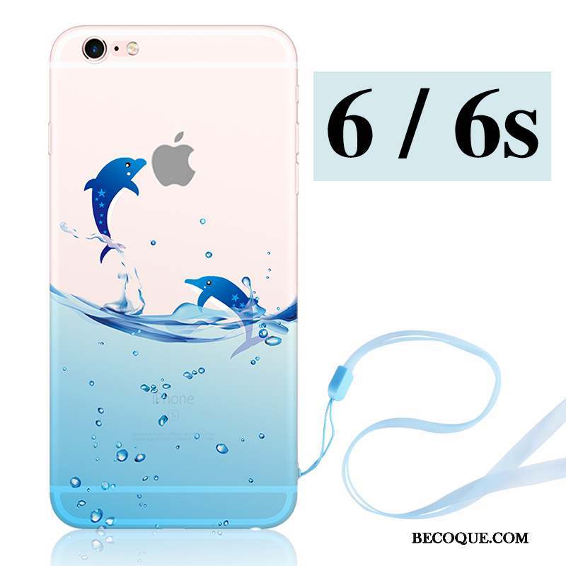 iPhone 6/6s Ornements Suspendus Fluide Doux Délavé En Daim Étui Coque De Téléphone Bleu