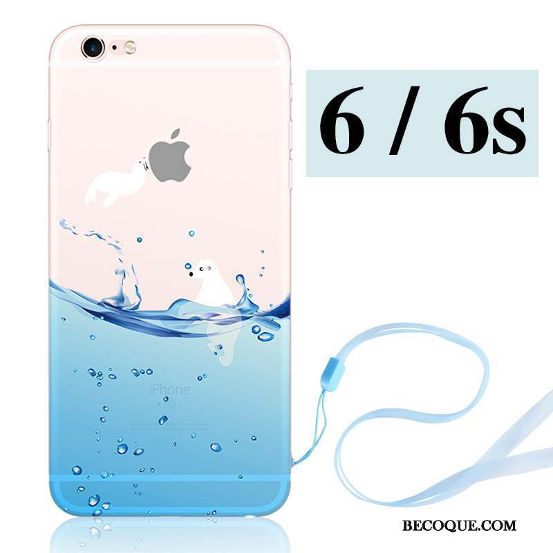 iPhone 6/6s Ornements Suspendus Fluide Doux Délavé En Daim Étui Coque De Téléphone Bleu