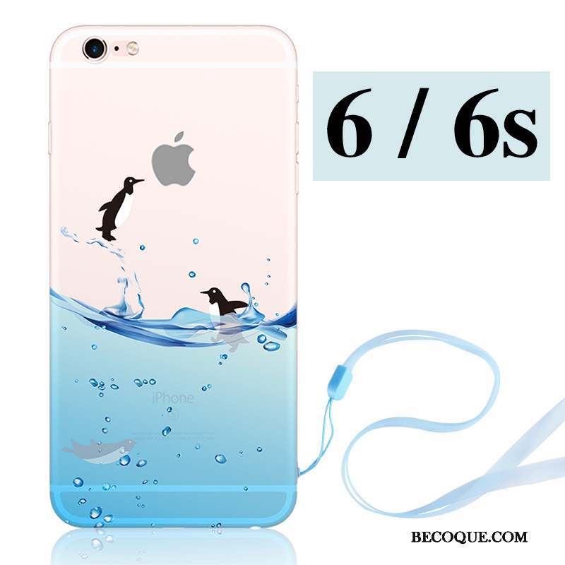 iPhone 6/6s Ornements Suspendus Fluide Doux Délavé En Daim Étui Coque De Téléphone Bleu