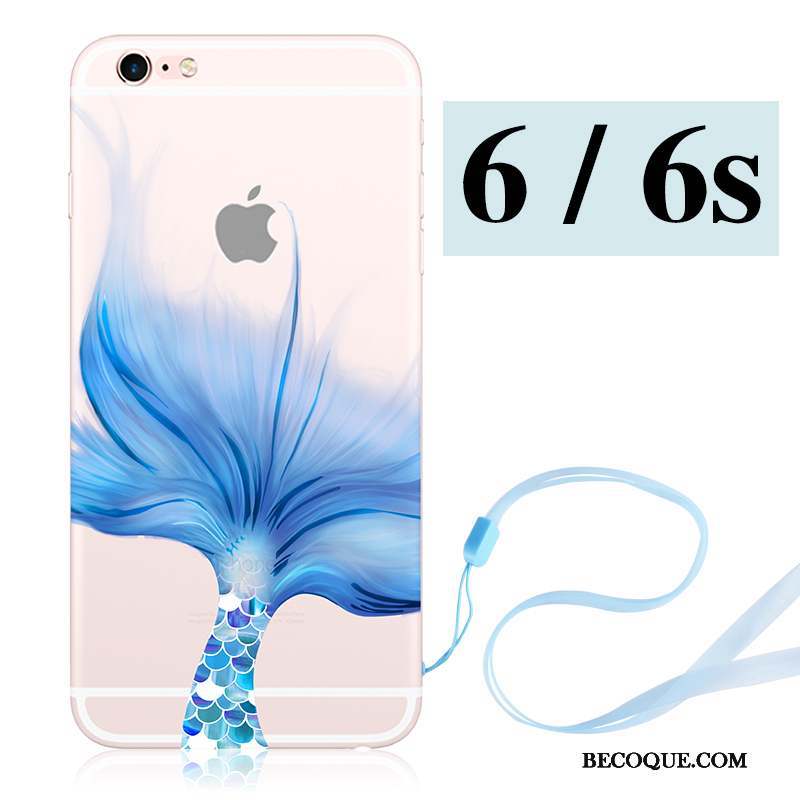 iPhone 6/6s Ornements Suspendus Fluide Doux Délavé En Daim Étui Coque De Téléphone Bleu