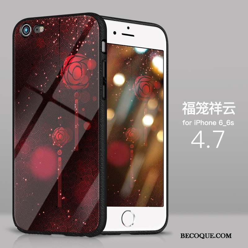 iPhone 6/6s Plus Coque De Téléphone Net Rouge Étui Violet Verre Très Mince