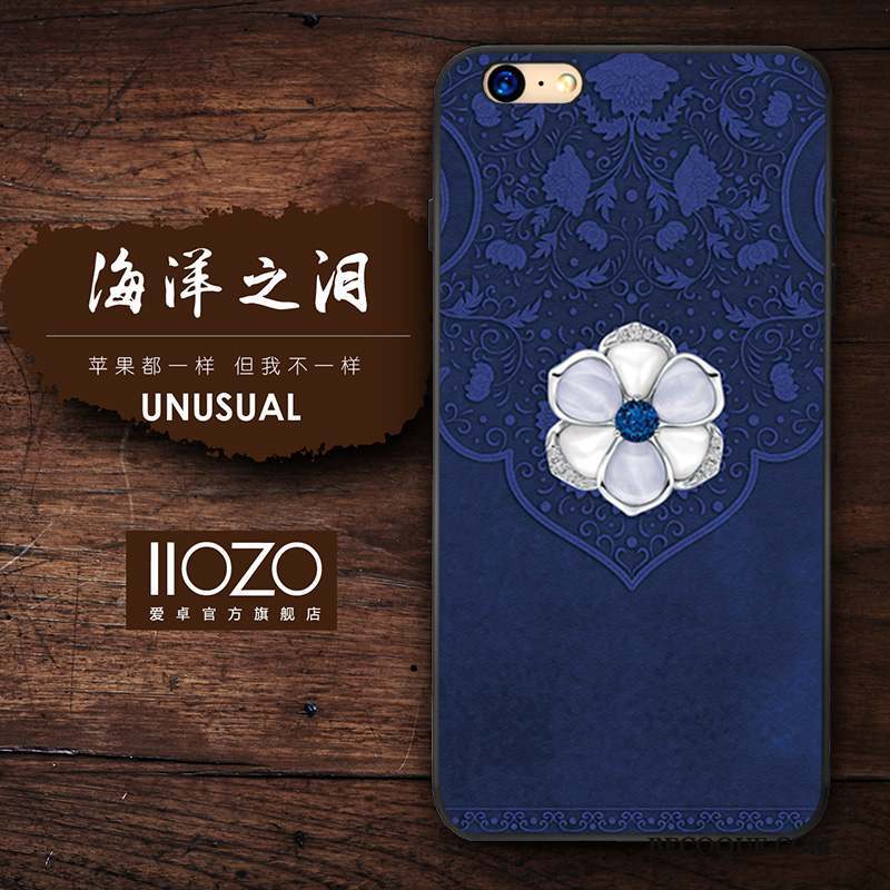 iPhone 6/6s Plus Coque De Téléphone Silicone Gaufrage Tendance Incassable Bleu