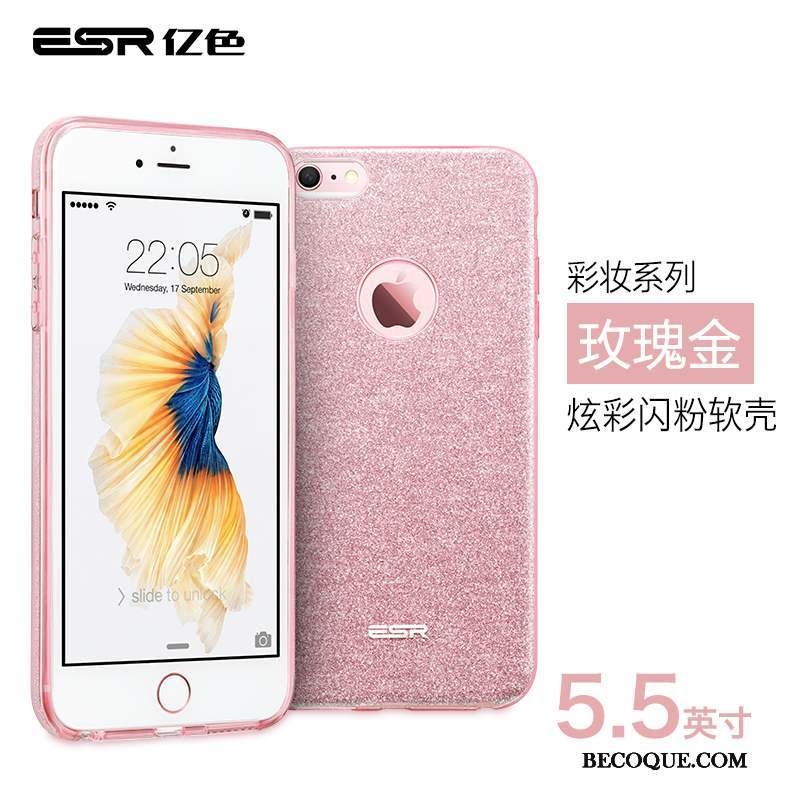 iPhone 6/6s Plus Coque Fluide Doux Argent Net Rouge Marque De Tendance Étui Rose