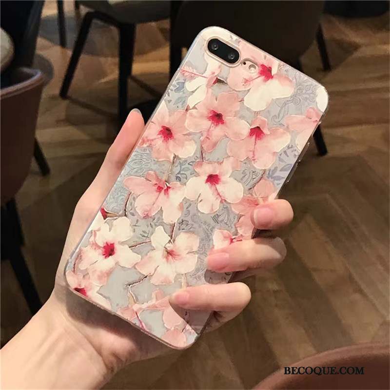 iPhone 6/6s Plus Coque Fluide Doux Incassable Étui Tendance Fleur Vintage