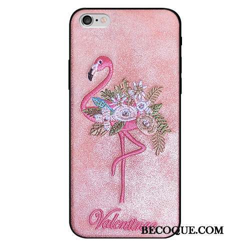 iPhone 6/6s Plus Coque Rose Tout Compris Net Rouge Personnalité Broderie Tendance