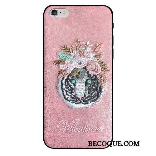 iPhone 6/6s Plus Coque Rose Tout Compris Net Rouge Personnalité Broderie Tendance