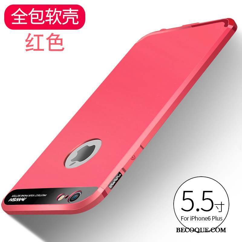 iPhone 6/6s Plus Coque Rouge Tout Compris Silicone Noir Tendance Incassable
