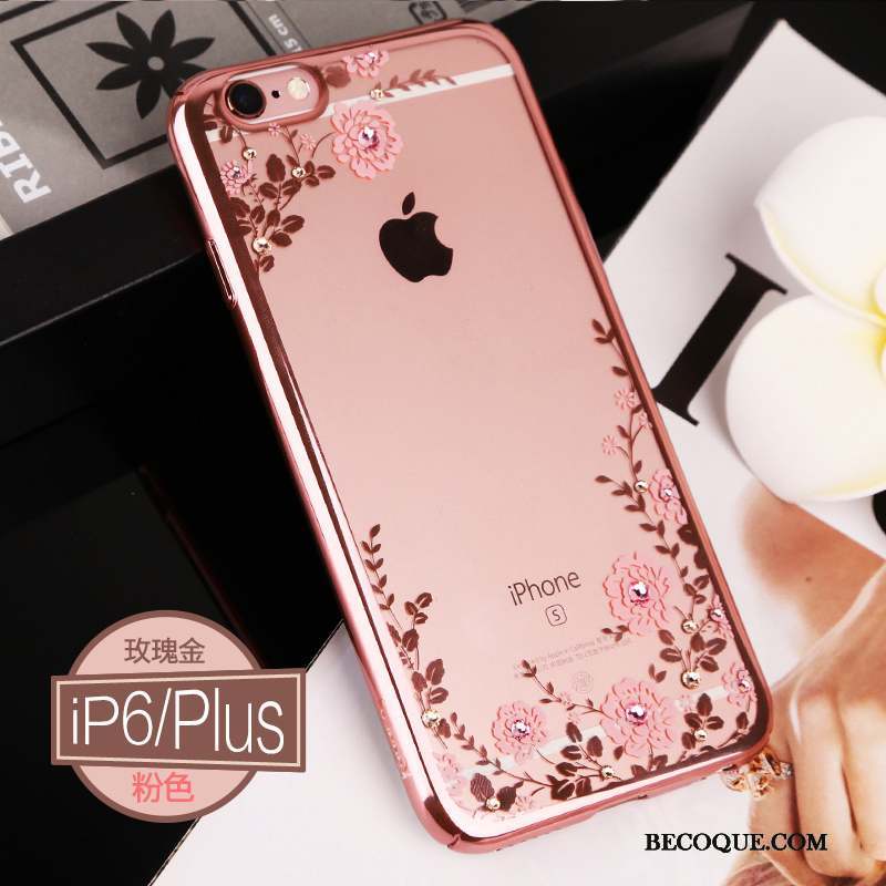 iPhone 6/6s Plus Coque Tout Compris Étui Luxe Strass Or Or Rose