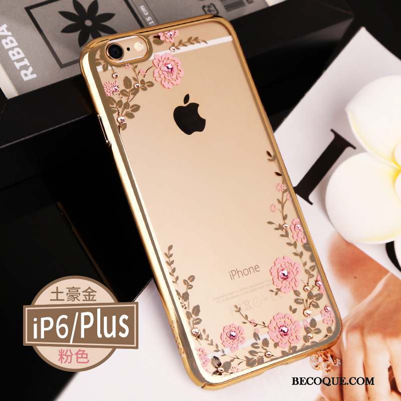 iPhone 6/6s Plus Coque Tout Compris Étui Luxe Strass Or Or Rose