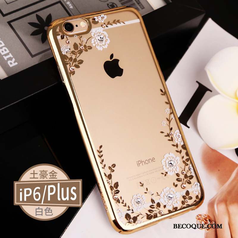 iPhone 6/6s Plus Coque Tout Compris Étui Luxe Strass Or Or Rose