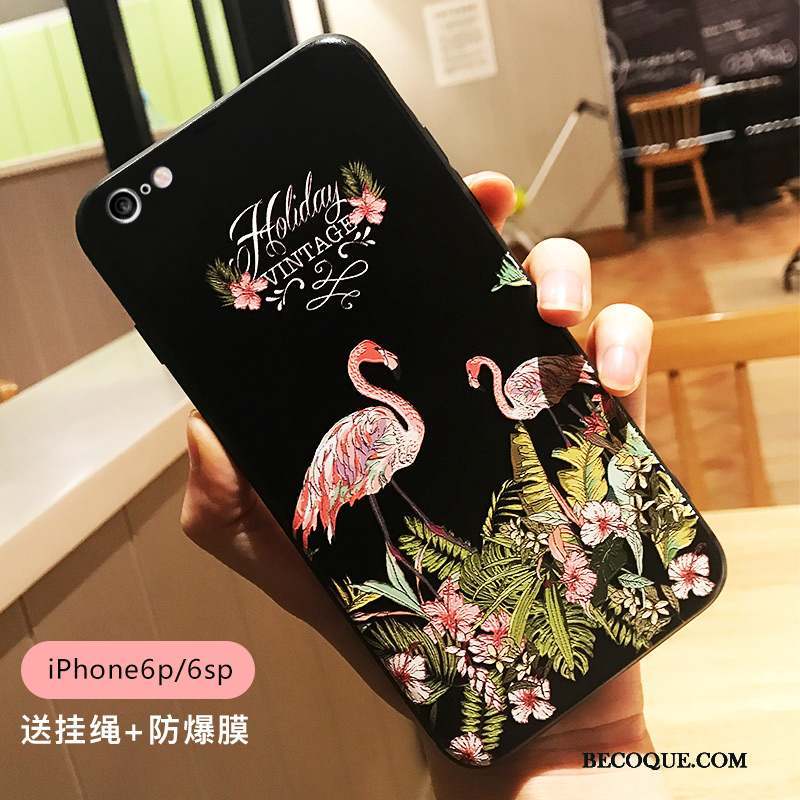 iPhone 6/6s Plus Coque Élégant Tendance Oiseau Noir Ornements Suspendus Tout Compris