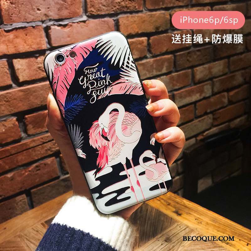 iPhone 6/6s Plus Coque Élégant Tendance Oiseau Noir Ornements Suspendus Tout Compris