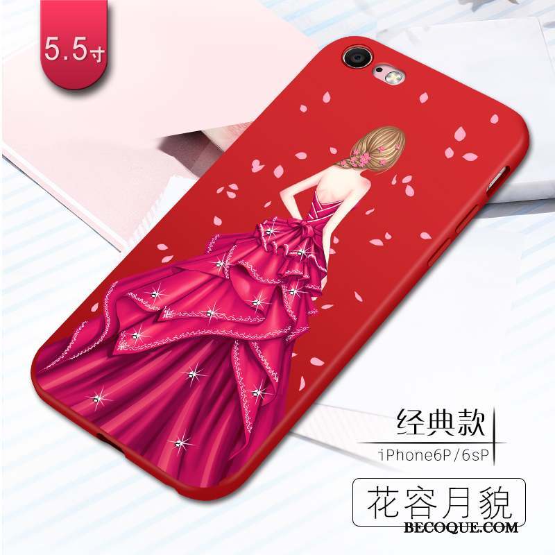 iPhone 6/6s Plus Coque Étui Bleu Ornements Suspendus Silicone Tout Compris Rouge