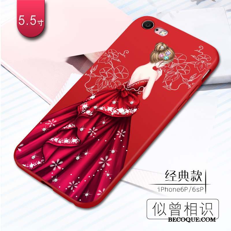 iPhone 6/6s Plus Coque Étui Bleu Ornements Suspendus Silicone Tout Compris Rouge