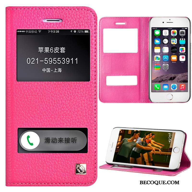 iPhone 6/6s Plus Coque Étui Housse Téléphone Portable Étui En Cuir Rouge Protection