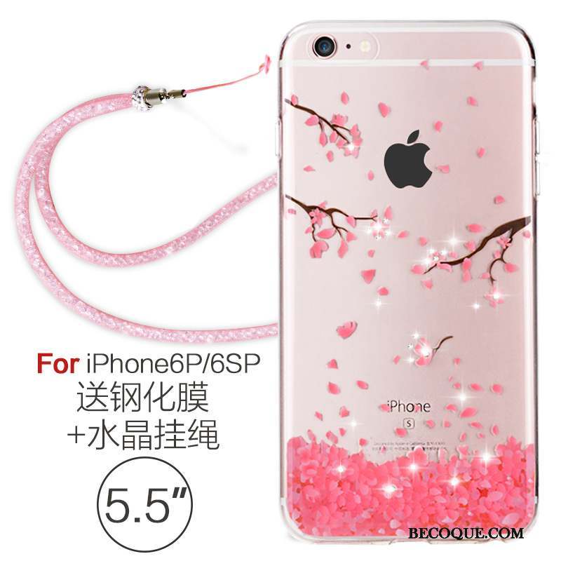 iPhone 6/6s Plus Fluide Doux Ornements Suspendus Strass Étui Silicone Coque De Téléphone