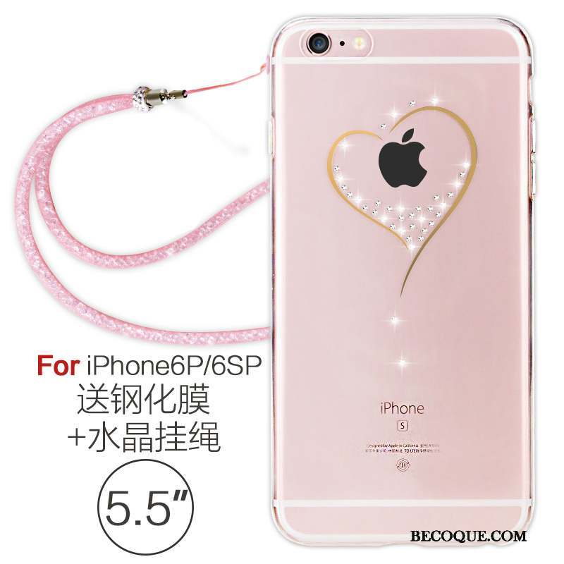 iPhone 6/6s Plus Fluide Doux Ornements Suspendus Strass Étui Silicone Coque De Téléphone