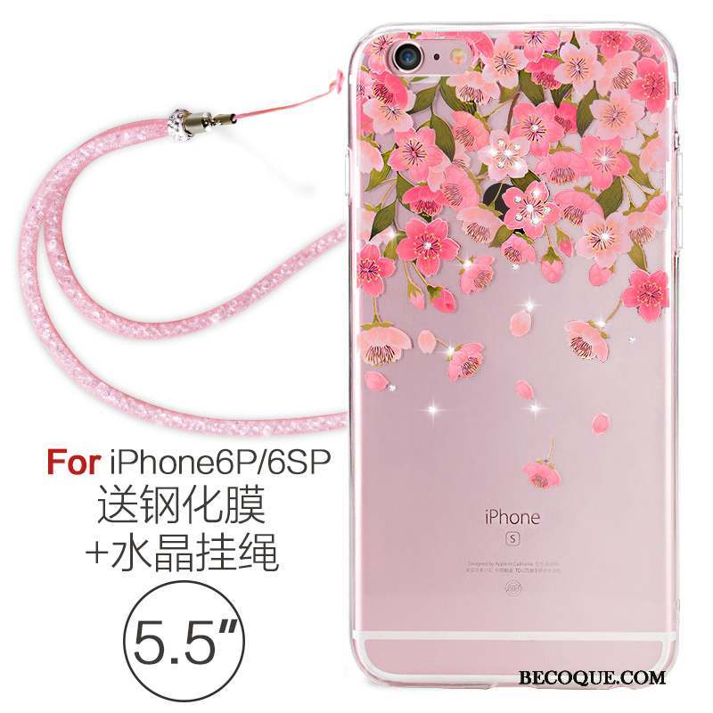 iPhone 6/6s Plus Fluide Doux Ornements Suspendus Strass Étui Silicone Coque De Téléphone