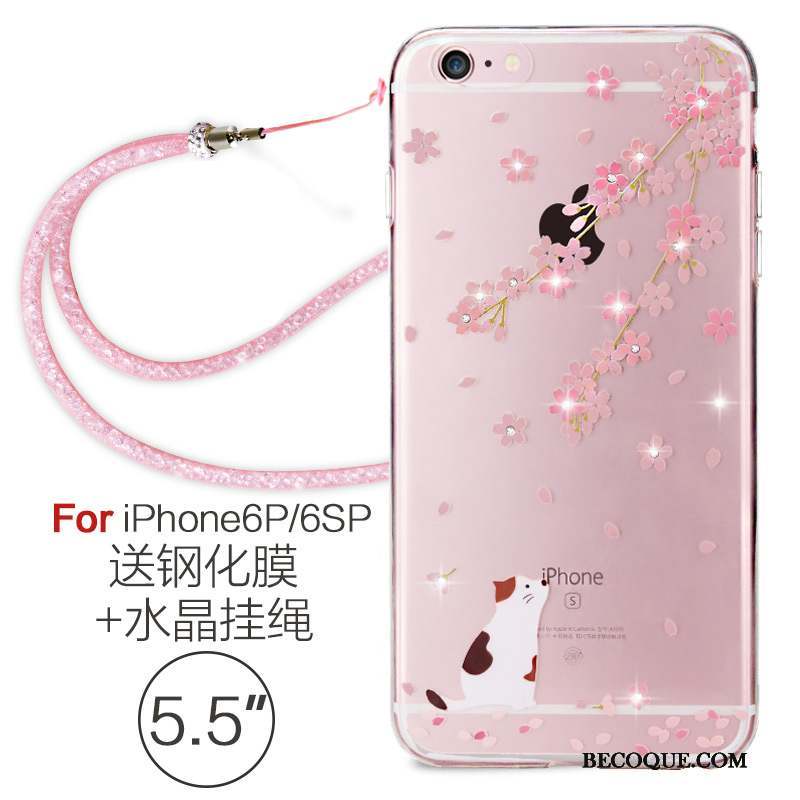 iPhone 6/6s Plus Fluide Doux Ornements Suspendus Strass Étui Silicone Coque De Téléphone