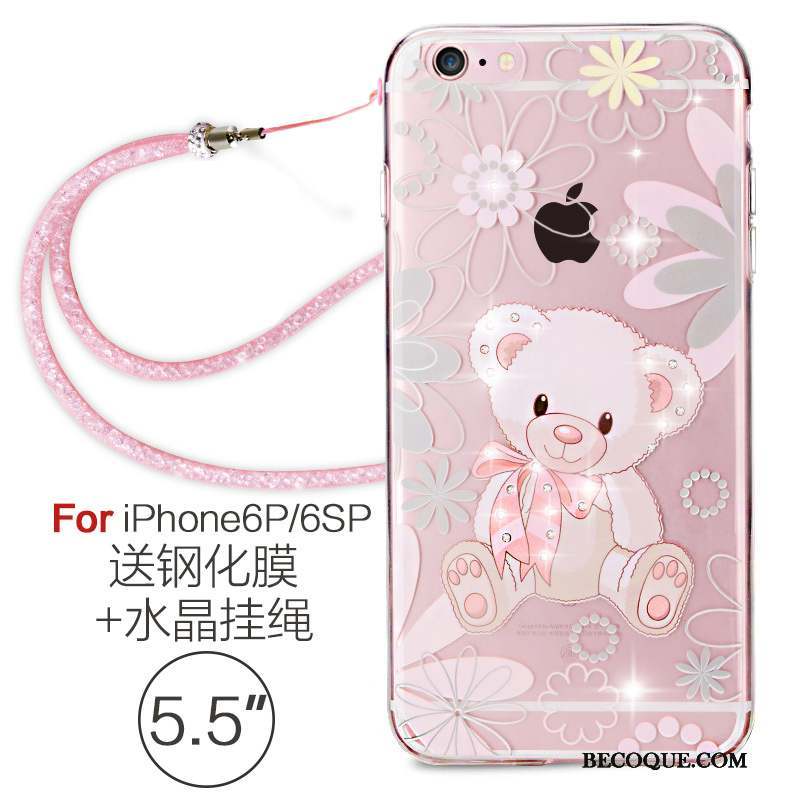 iPhone 6/6s Plus Fluide Doux Ornements Suspendus Strass Étui Silicone Coque De Téléphone