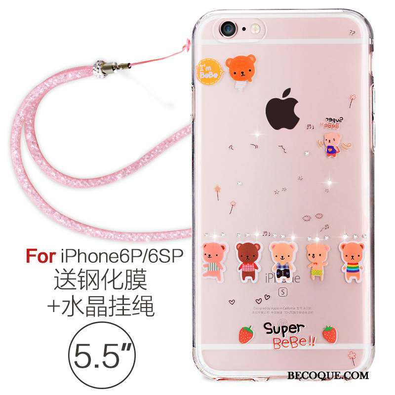 iPhone 6/6s Plus Fluide Doux Ornements Suspendus Strass Étui Silicone Coque De Téléphone