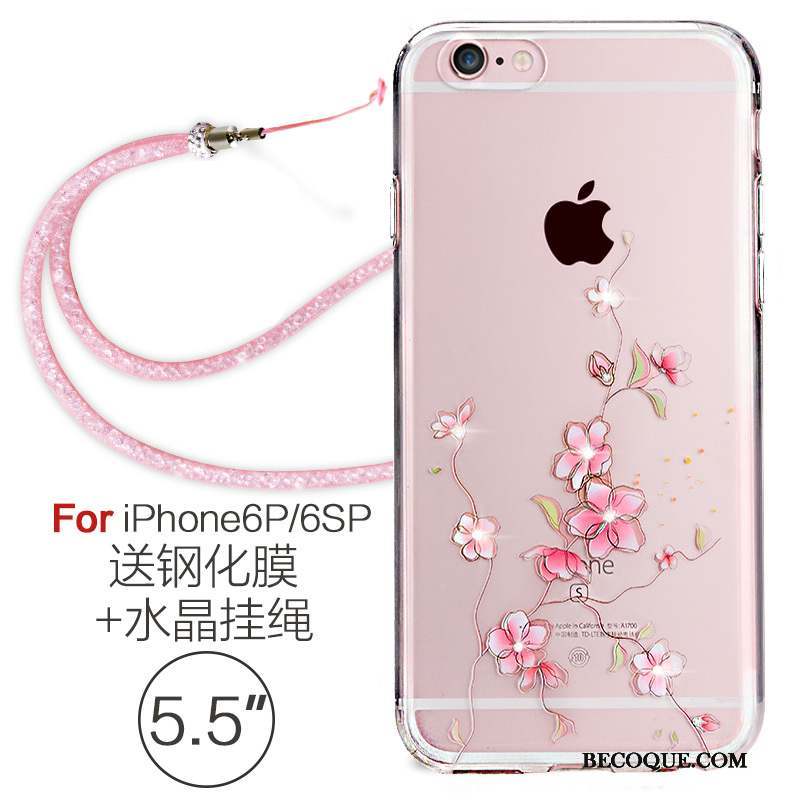 iPhone 6/6s Plus Fluide Doux Ornements Suspendus Strass Étui Silicone Coque De Téléphone