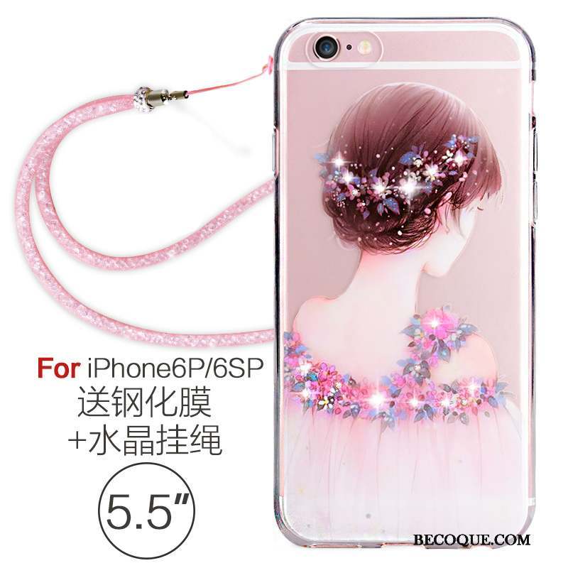 iPhone 6/6s Plus Fluide Doux Ornements Suspendus Strass Étui Silicone Coque De Téléphone