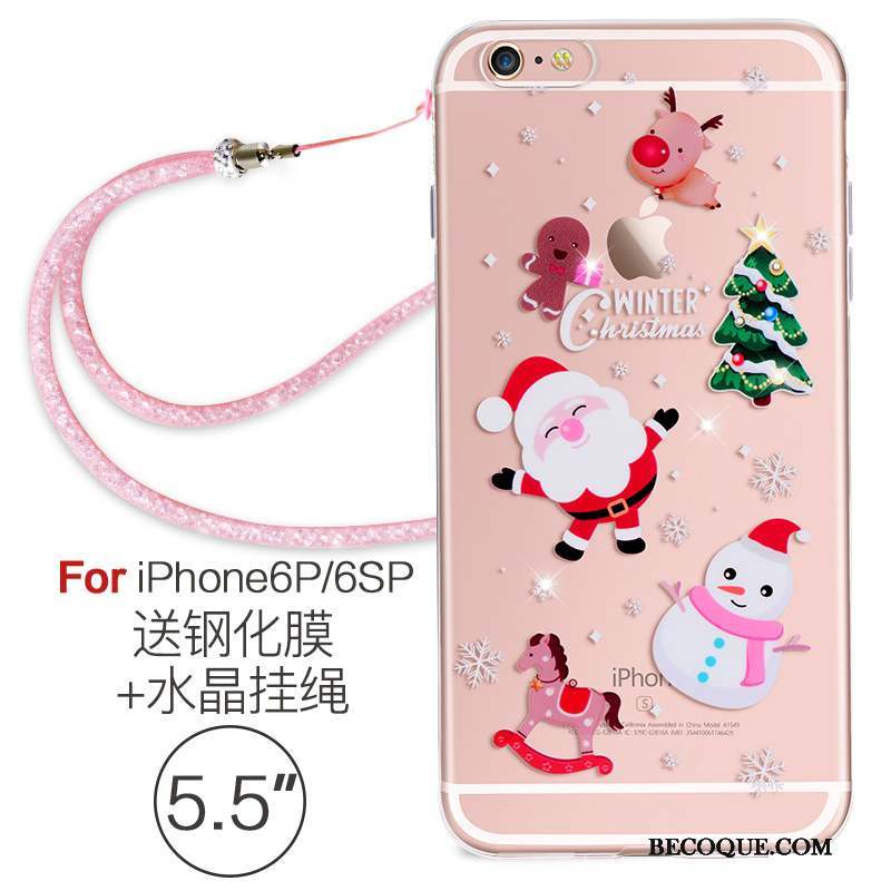 iPhone 6/6s Plus Fluide Doux Ornements Suspendus Strass Étui Silicone Coque De Téléphone