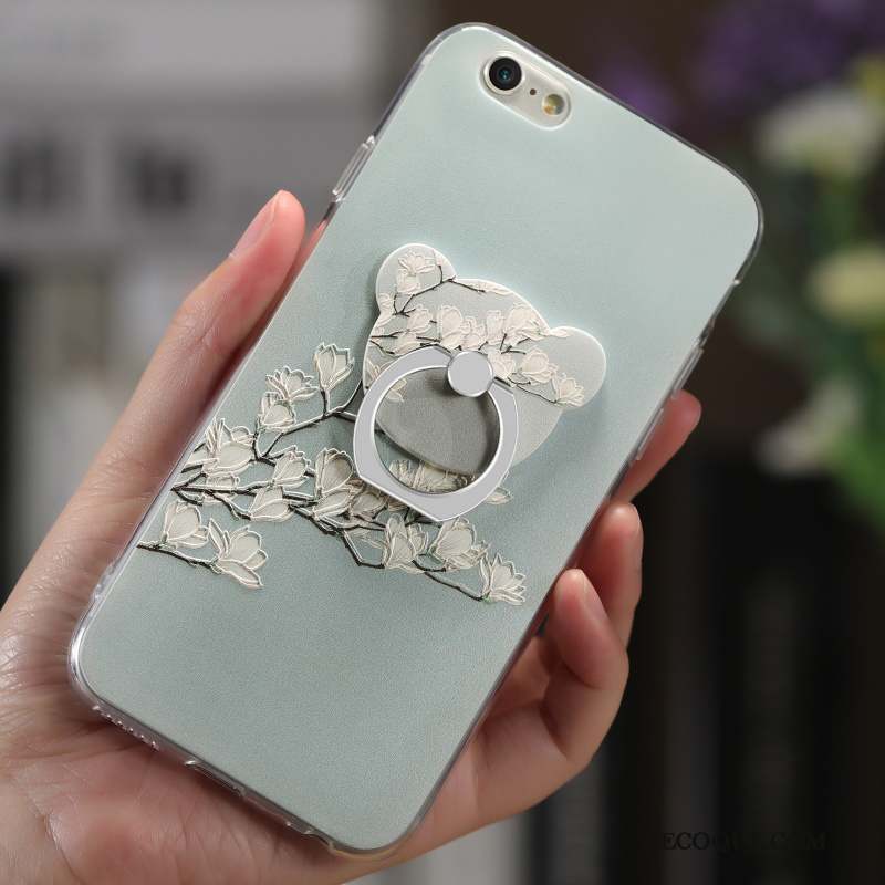 iPhone 6/6s Plus Gaufrage Rose Floral Coque Transparent Étui