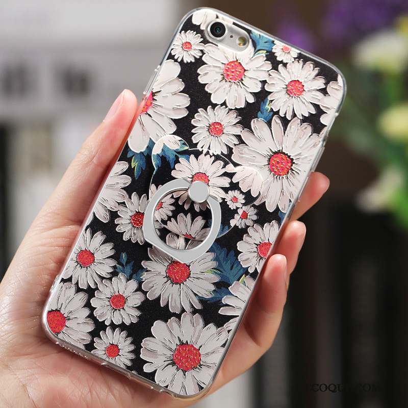 iPhone 6/6s Plus Gaufrage Rose Floral Coque Transparent Étui