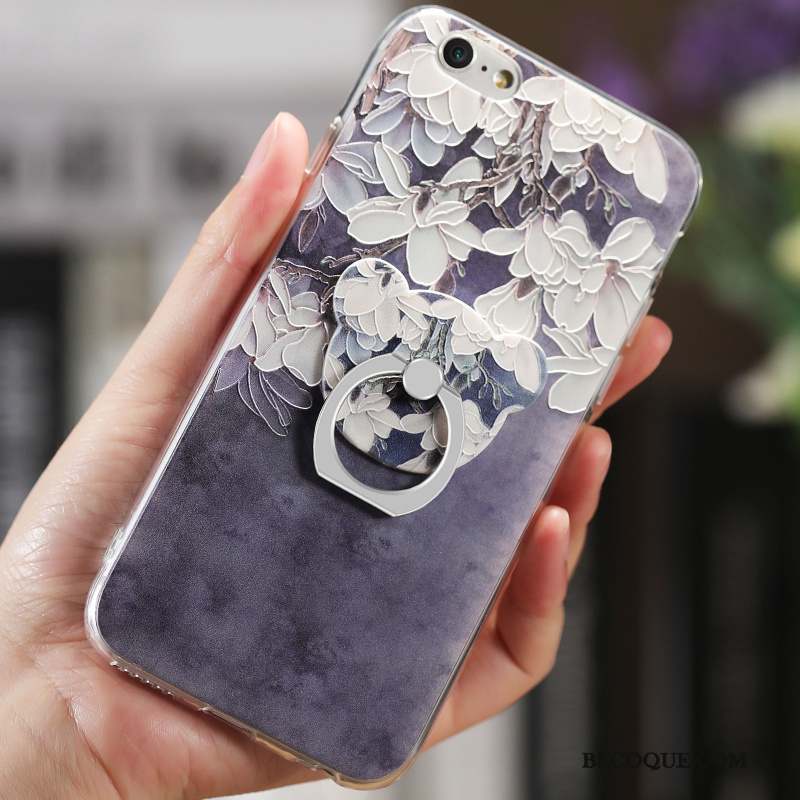 iPhone 6/6s Plus Gaufrage Rose Floral Coque Transparent Étui