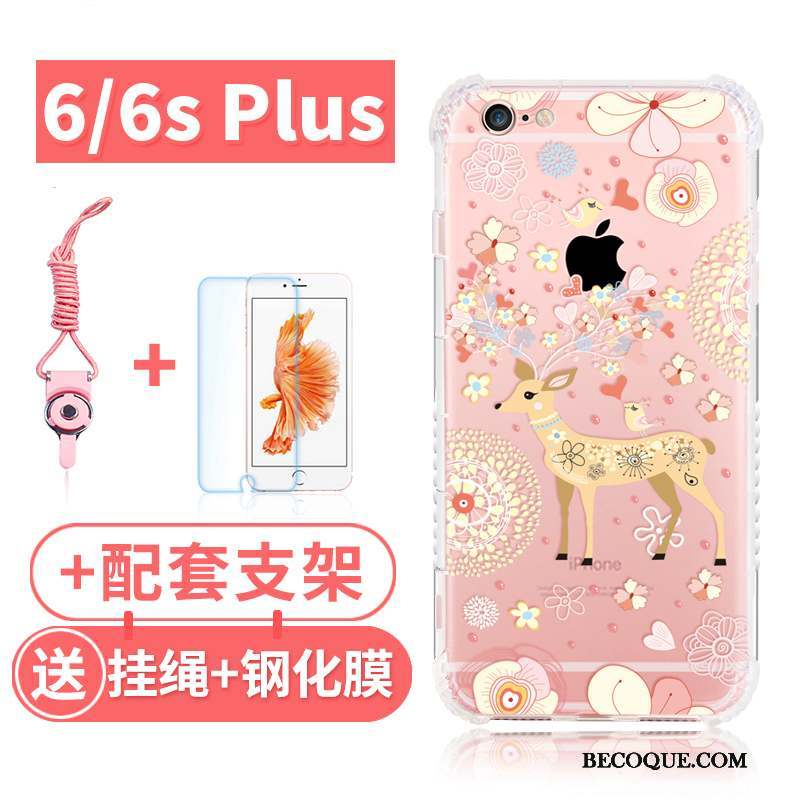 iPhone 6/6s Plus Incassable Tout Compris Étui Coque Ornements Suspendus Rose