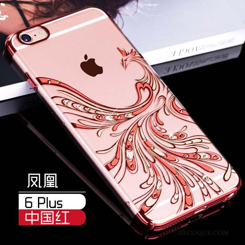 iPhone 6/6s Plus Luxe Coque De Téléphone Or Rose Strass Incassable Transparent